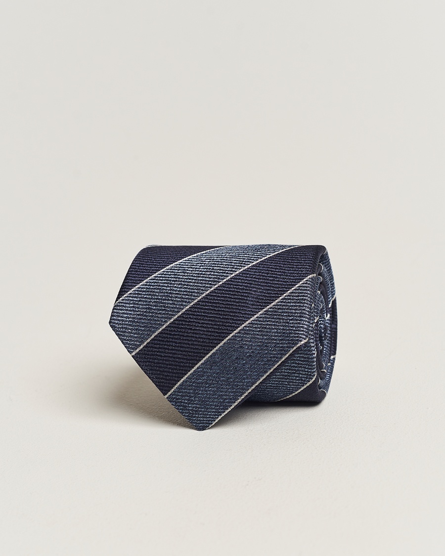  Regimental Stripe Silk Tie Navy