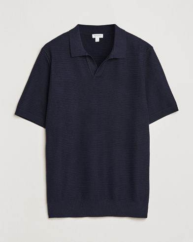 Herren |  | Sunspel | Knitted Polo Shirt Navy