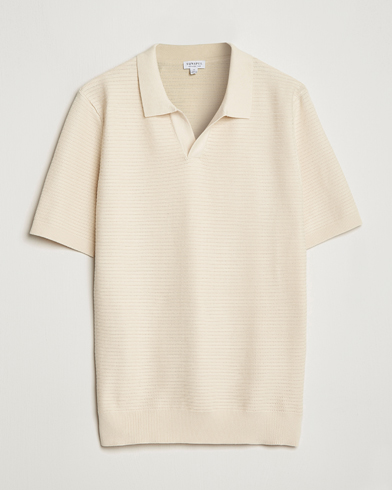 Herren |  | Sunspel | Knitted Polo Shirt Ecru