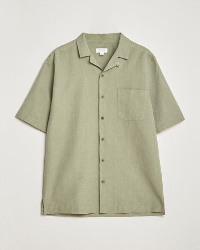 Herren |  | Sunspel | Lightweight Cotton/Linen Resort Shirt Hunter Green