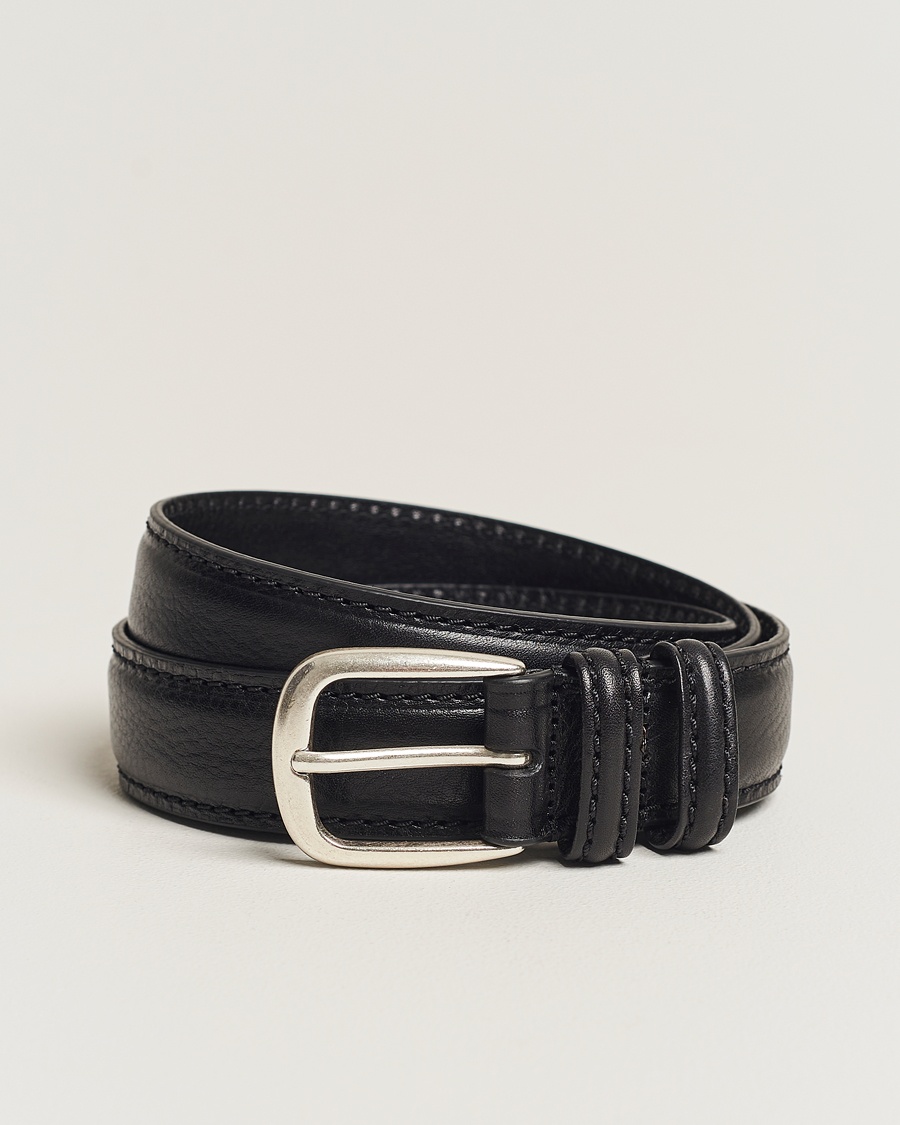 Herren | Bald auf Lager | Anderson's | Grained Leather Belt 3 cm Black