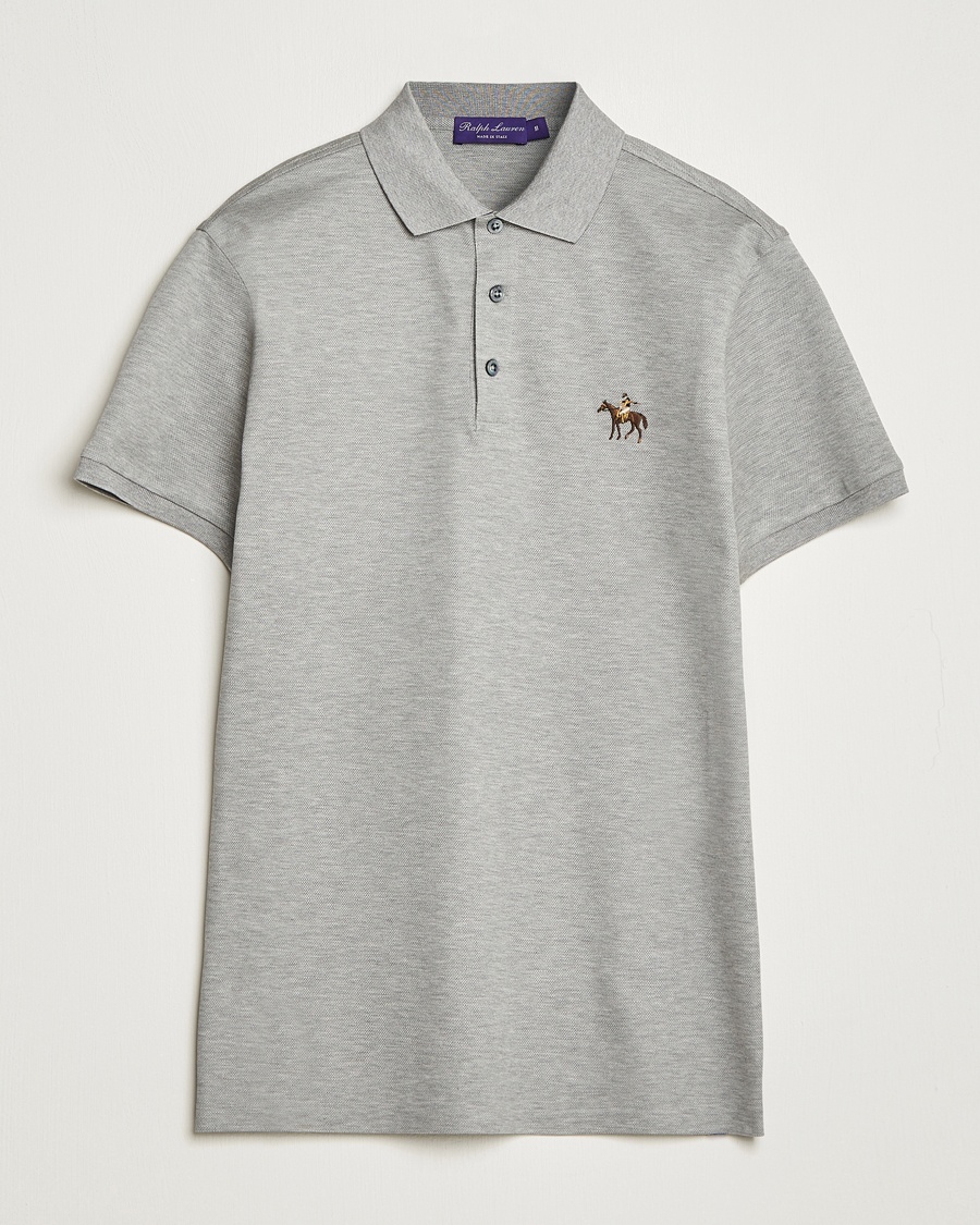 Ralph Lauren Purple Label Mercerized Cotton Polo Light Grey Heather - Grau - Kurzarm-Poloshirts - Grösse: XXL