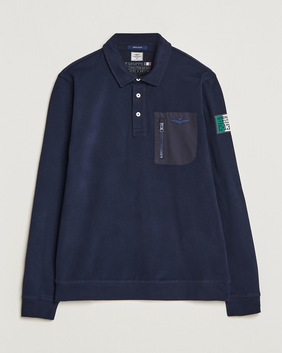 Herren | | Aeronautica Militare | PO1707 Long Sleeve Polo Dark Blue