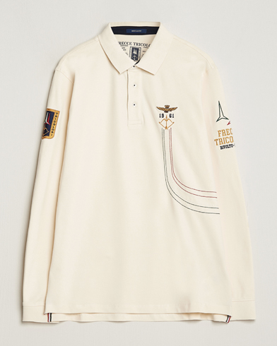 Herren | Langarm-Poloshirts | Aeronautica Militare | Long Sleeve Polo Cream White