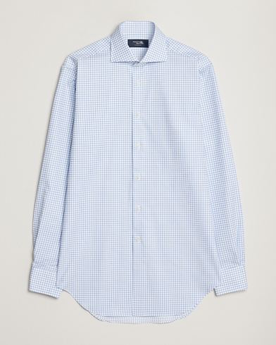 Herren | Japanese Department | Kamakura Shirts | Slim Fit Twill Spread Shirt Sky Blue Check