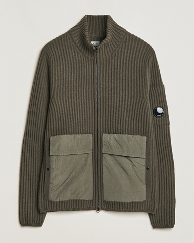 Herren | Pullover | C.P. Company | Heavy Knitted Lambswool Full Zip Olive