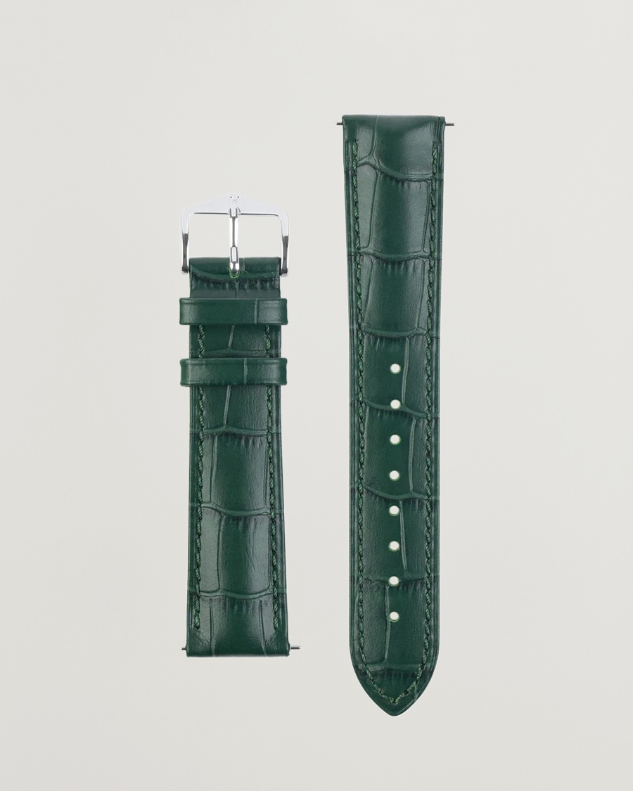 HIRSCH Duke Embossed Leather Watch Strap Green – Grün
