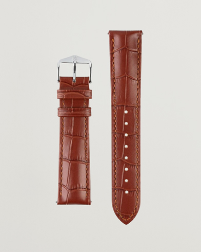 Herren | Uhrenarmband | HIRSCH | Duke Embossed Leather Watch Strap Golden Brown