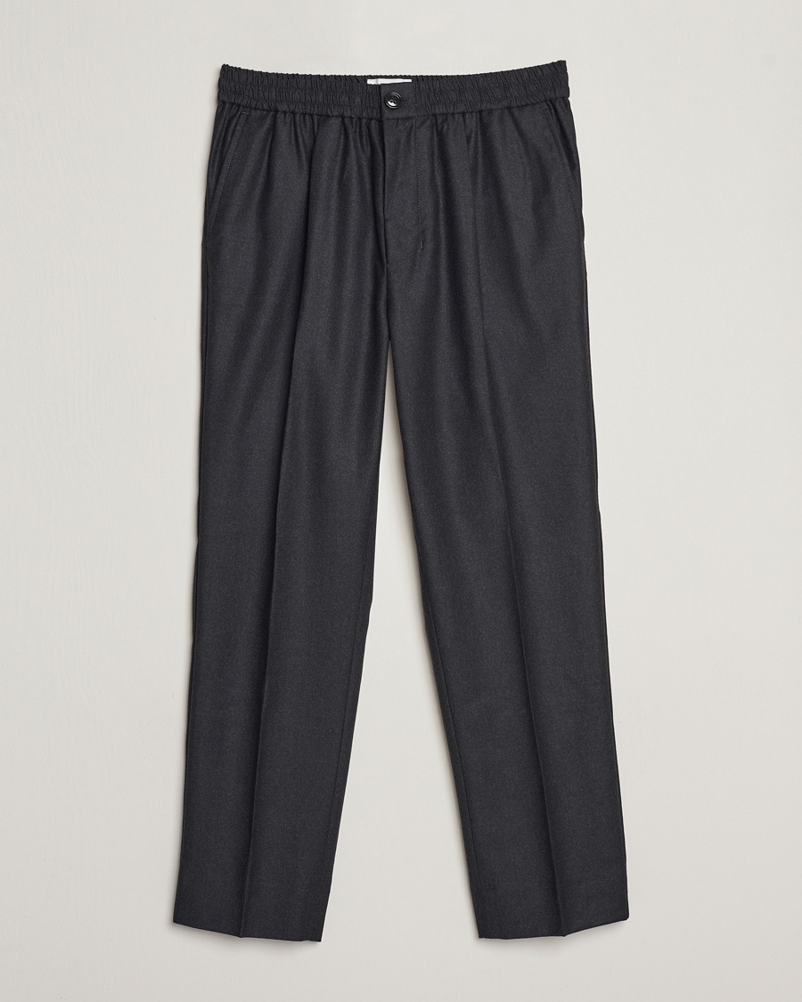 AMI Flannel Drawstring Trousers Heather Grey - Grau - Drawstring-hose - Grösse: S