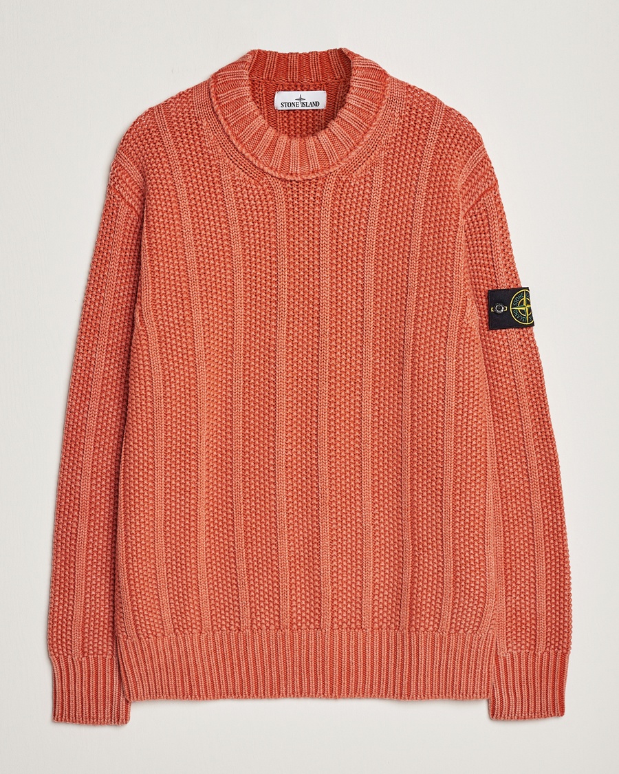 Stone Island Knitted Wool Crewneck Orange Red - Orange - Strickpullover - Grösse: S