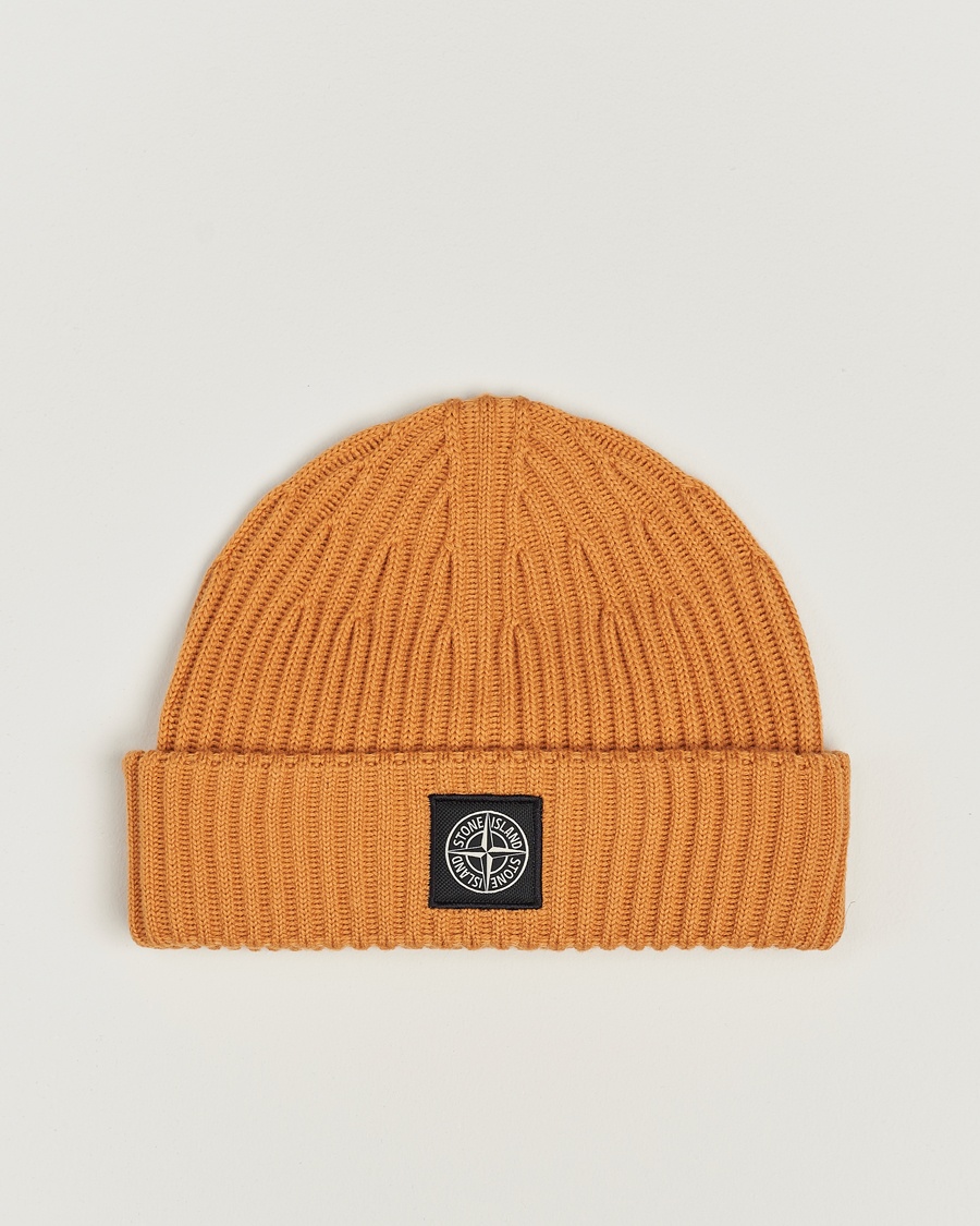 Stone Island Full Rib Wool Beanie Rust