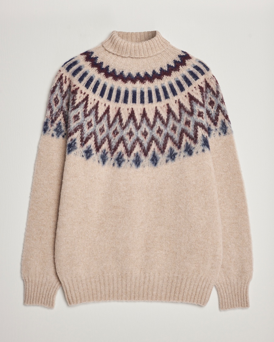 Howlin' Brushed Wool Fair Isle Roll Neck Biscuit - Beige - Rollkragenpullover - Grösse: S