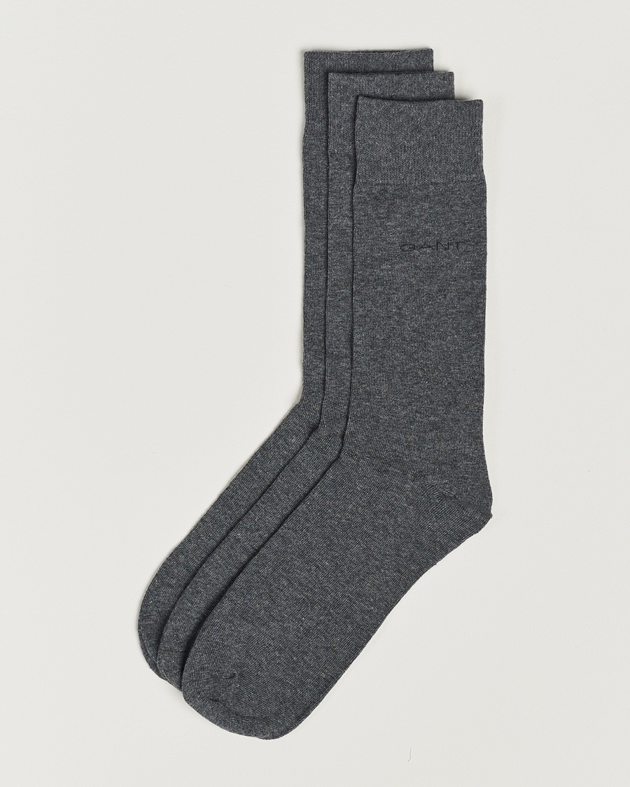 Gant 3-Pack Cotton Socks Charcoal Melange – Grau
