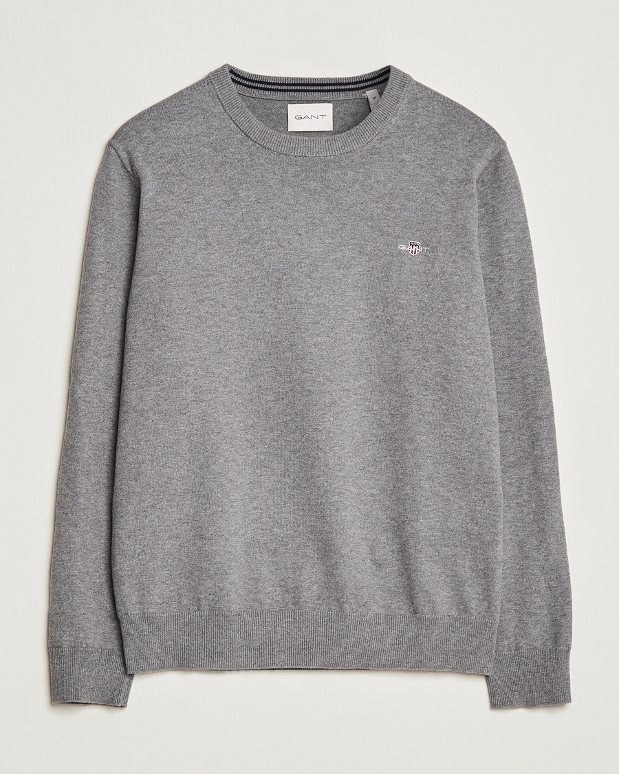 GANT Classic Cotton Crew Neck Dark Grey Melange – Grau