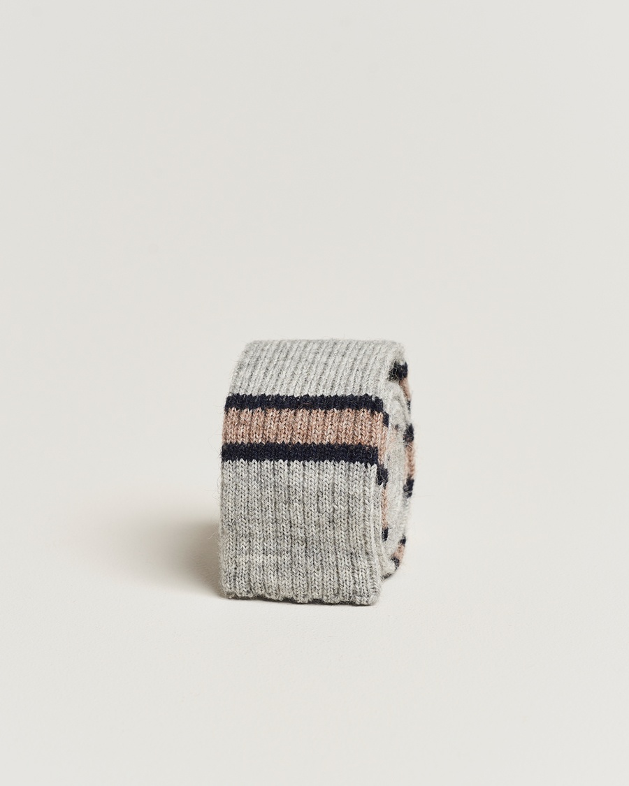 Herren | | Brunello Cucinelli | Stripe Knit Tie Grey/Navy