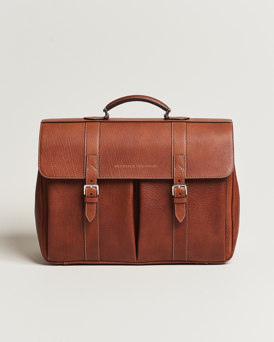 Herren | | Brunello Cucinelli | Grain Leather Briefcase Cognac