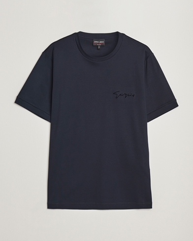 Herren |  | Giorgio Armani | Embroidered Signature T-Shirt Navy