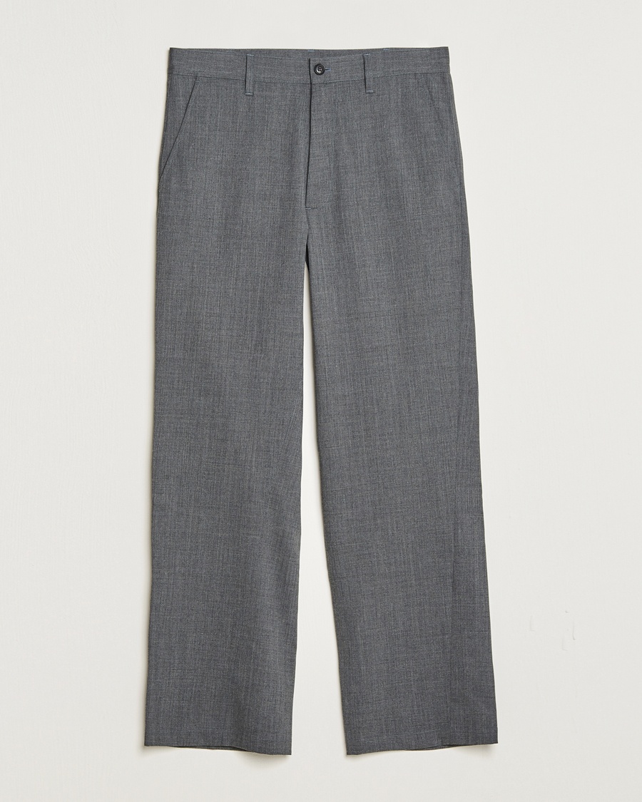Herren | | Sunflower | Wide Twist Wool Trousers Grey Melange