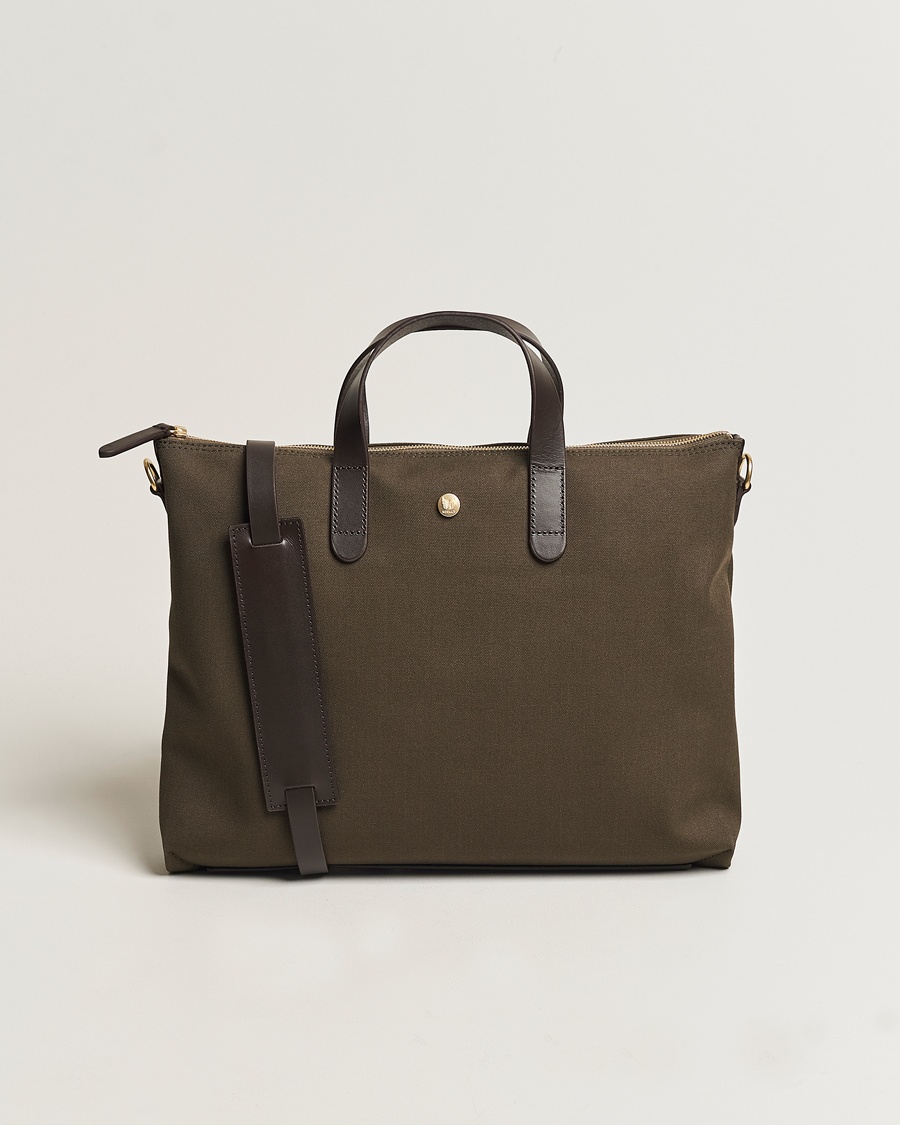 Herren | Dokumenttaschen | Mismo | M/S Canvas Slim Brief Army/Dark Brown