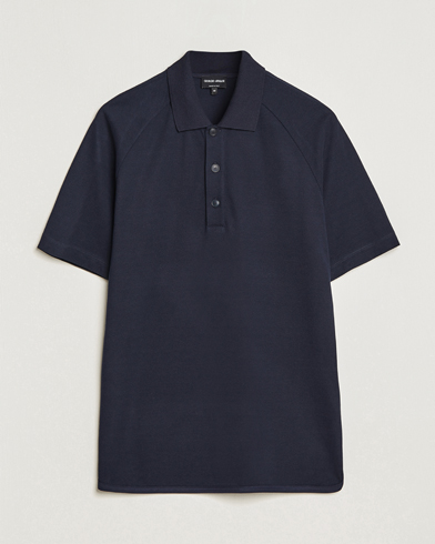 Herren | Quiet Luxury | Giorgio Armani | Cotton/Cashmere Raglan Sleeve Polo Navy