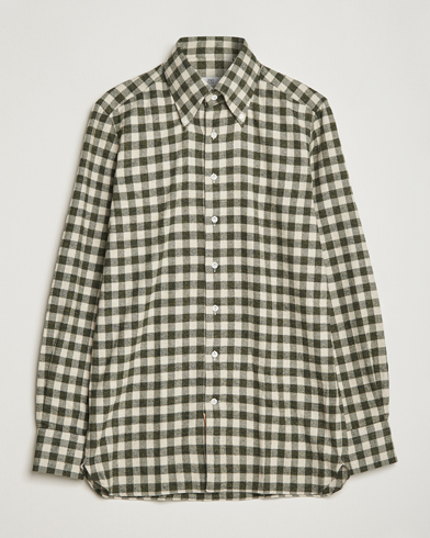Herren |  | 100Hands | Checked Cotton Flannel Shirt Green Grey