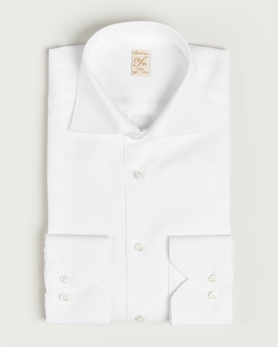 Stenströms 1899 Slim Cotton Royal Oxford Shirt White – Weiß