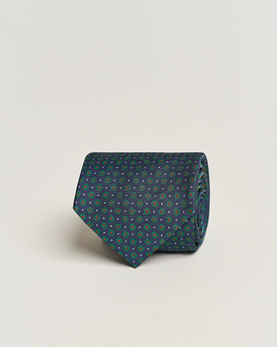 Herren | Krawatten | Altea | Printed Silk Tie Navy/Green