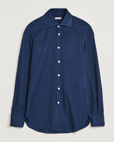 Herren | Quiet Luxury | Kiton | Slim Fit Denim Shirt Dark Blue Wash