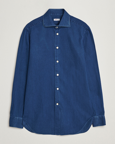 Herren | Quiet Luxury | Kiton | Slim Fit Denim Shirt Medium Blue Wash