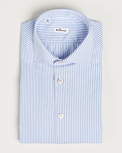 Herren |  | Kiton | Slim Fit Striped Poplin Shirt Light Blue