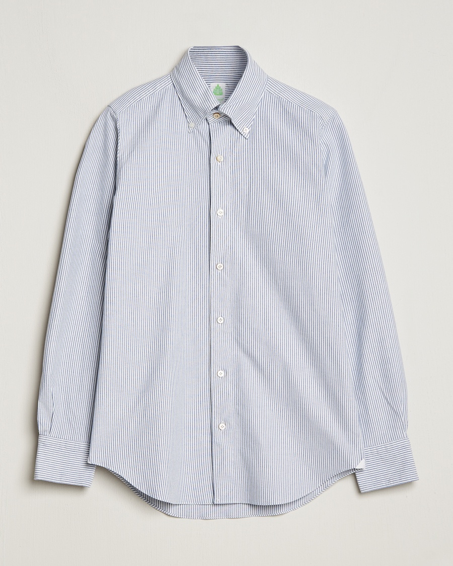 Herren | | Finamore Napoli | Tokyo Slim Oxford Button Down Shirt Blue Stripe