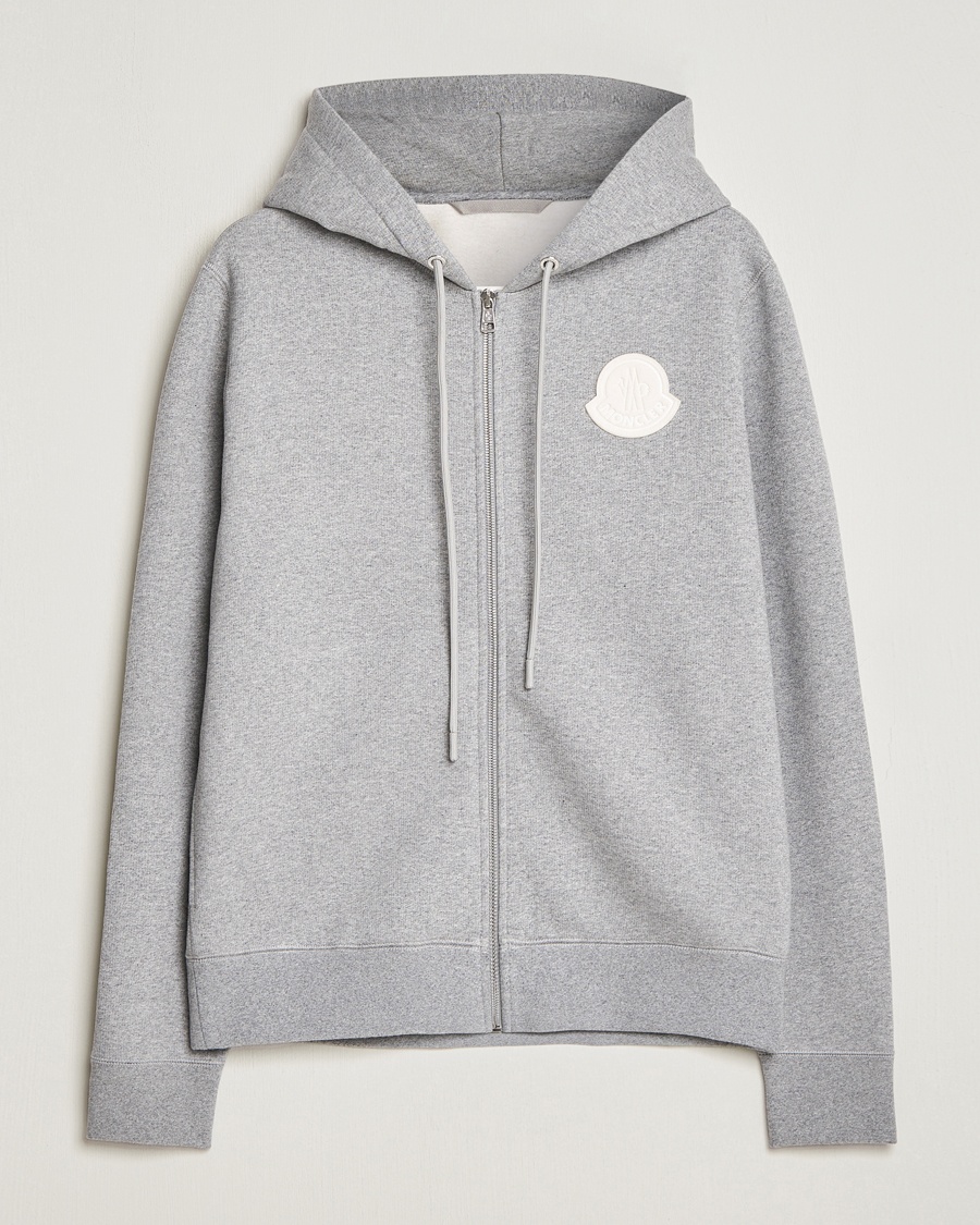 Moncler Patch Logo Zip Hoodie Light Grey - Grau - Kapuzenpullover - Grösse: S
