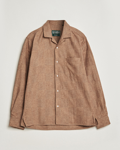 Herren | An overshirt occasion | Gitman Vintage | Brushed Patchwork Camp Shirt Tan