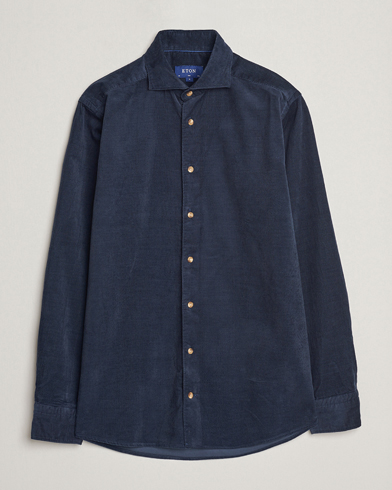 Herren |  | Eton | Slim Fit Fine Wale Corduroy Shirt Navy Blue