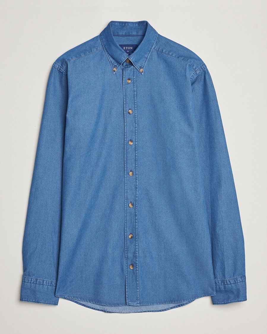 Herren | | Eton | Slim Fit Denim Shirt Blue