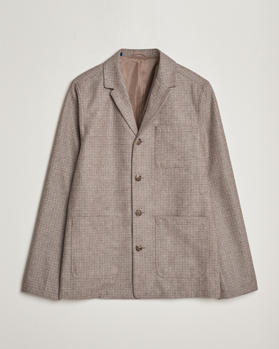 Herren | Hemden | Eton | Wool/Cashmere Checked Overshirt Brown