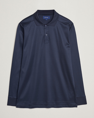 Herren |  | Eton | Filo Di Scozia Long Sleeve Polo Navy Blue