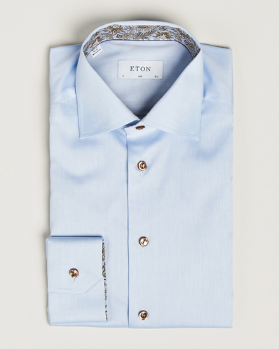Herren | Formelle Hemden | Eton | Slim Fit Signature Twill Contrast Shirt Blue