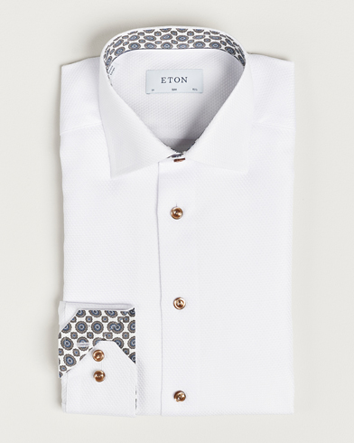 Herren | Formelle Hemden | Eton | Slim Fit Royal Dobby Contrast Shirt White