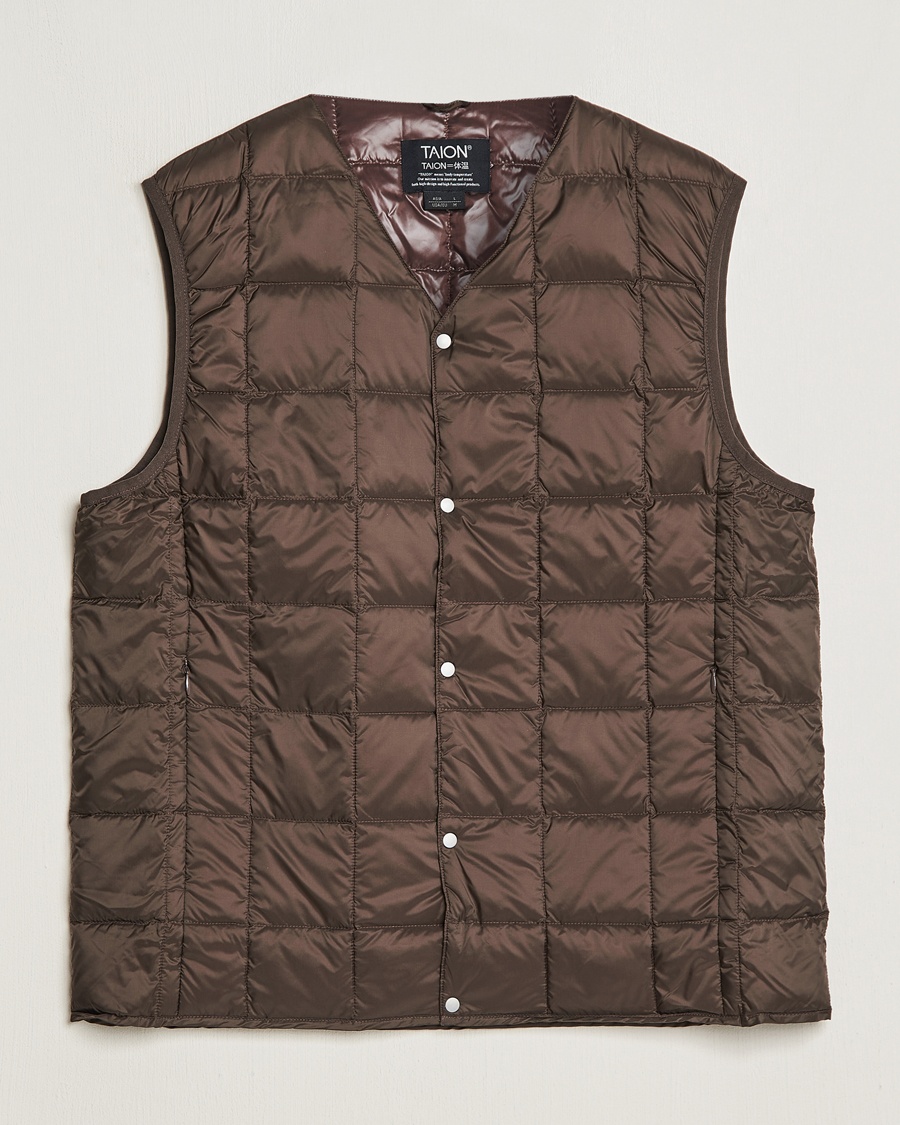 Herren | Zeitgemäße Jacken | TAION | V-Neck Lightweight Down Vest Dark Choco