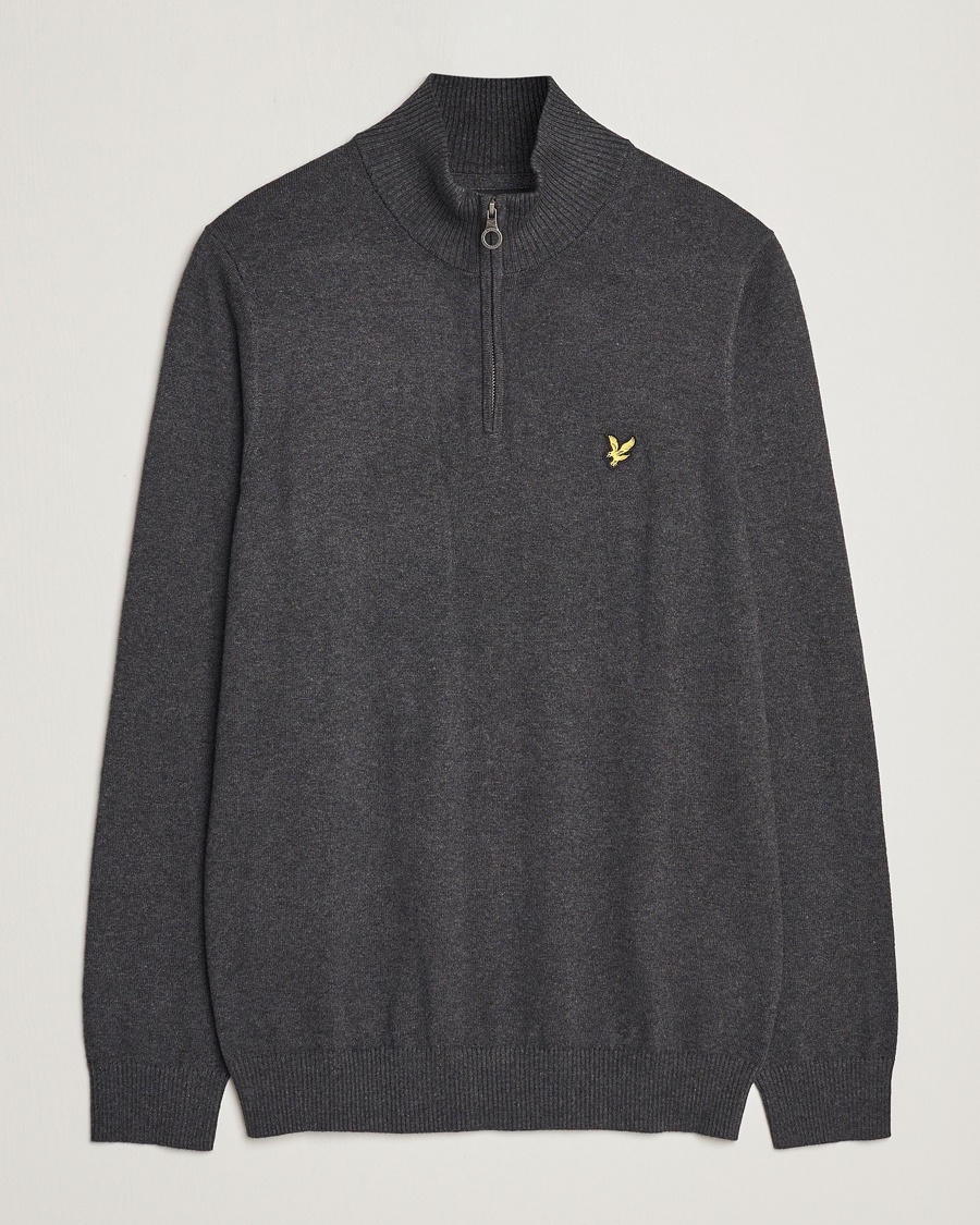 Lyle & Scott Cotton/Merino Half Zip Charcoal Marl - Grau - Half-zip - Grösse: XL
