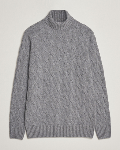 Herren |  | Oscar Jacobson | Seth Heavy Knitted Wool/Cashmere Cable Rollneck Grey