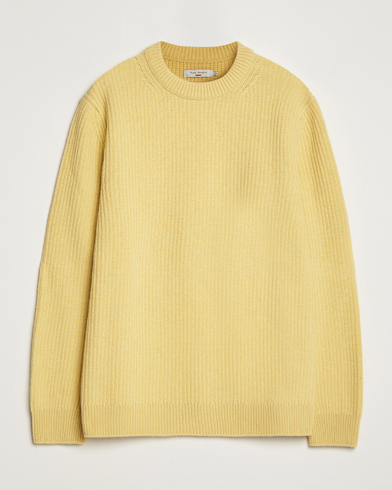 Herren |  | Nudie Jeans | August Wool Rib Knitted Sweater Citra Yellow
