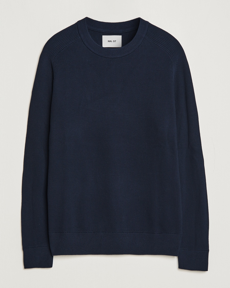NN07 Kevin Cotton Knitted Sweater Navy Blue – Blau