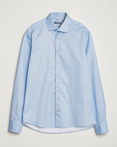 Herren |  | Stenströms | Slimline Printed Cut Away Shirt Light Blue