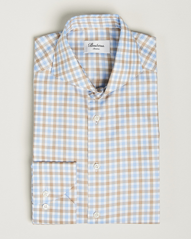 Herren |  | Stenströms | Slimline Checked Royal Oxford Shirt Beige/Blue