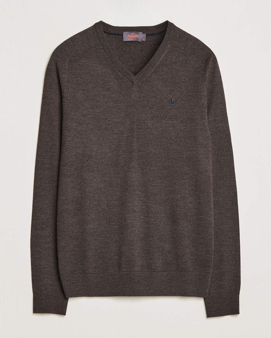 Herren | V-Ausschnitt | Morris | Merino V-neck Brown