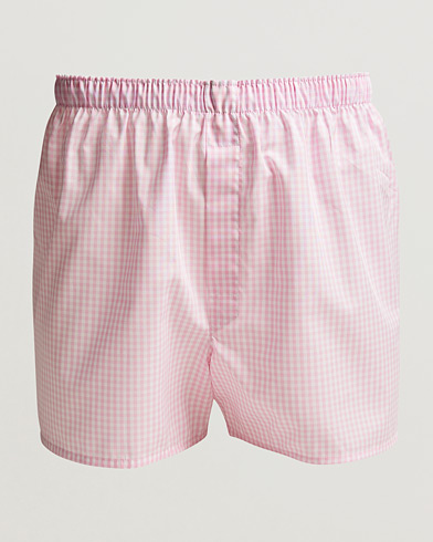 Herren | Unterhosen | Sunspel | Cotton Gingham Boxer Pink