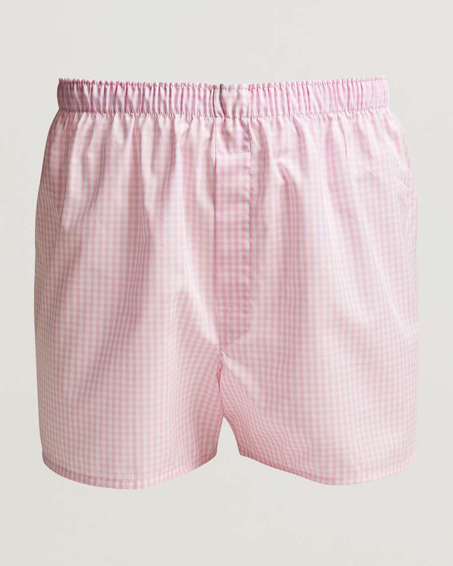 Sunspel Cotton Gingham Boxer Pink - Weiß - Unterhose - Grösse: S