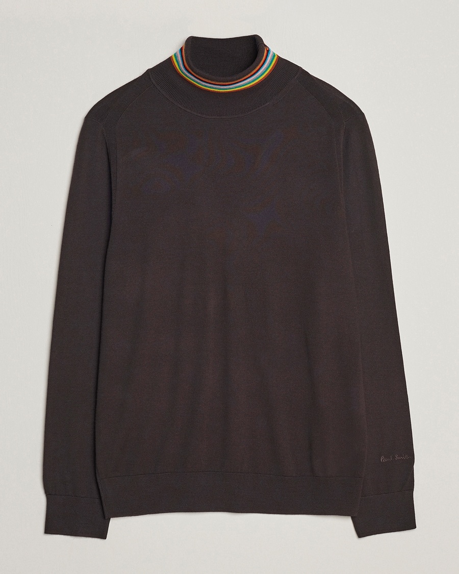 Paul Smith Merino Wool Knitted Polo Brown - Braun - Rollkragenpullover - Grösse: L